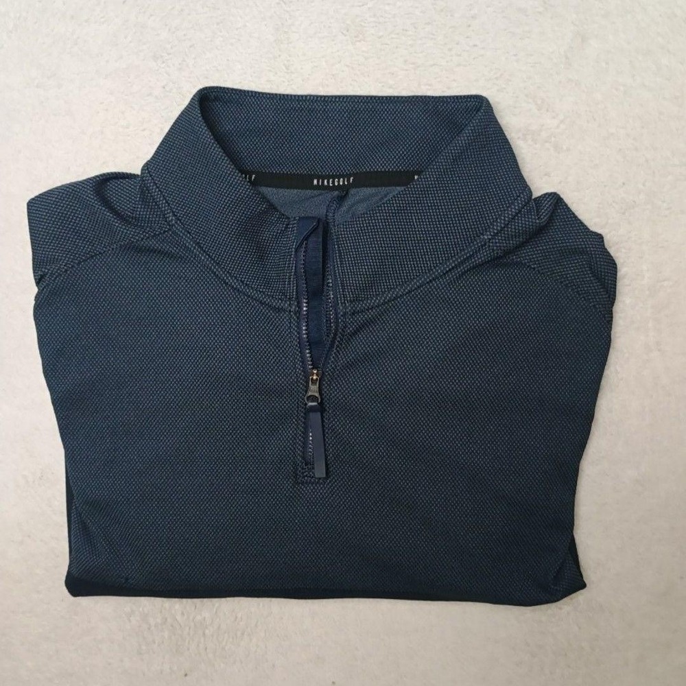 Nike Shirt Men L Blue Golf Vapor Dri-FIT Quarter Zip Long Sleeve Court CU9828